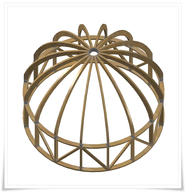Каркас купола из дерева 3D макет