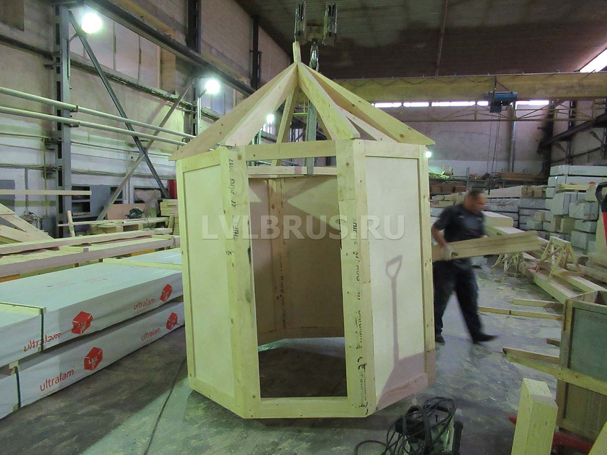 Производство деревянного купола из lvl